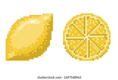 pixel art Lemon icon. 32x32 pixels. Vector illustration on a white background.