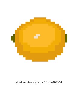 Pixel art lemon. Vector lemon isolated on white background. Fresh Fruit. 