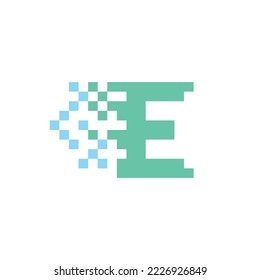 Pixel art. Letter e logo simple concept