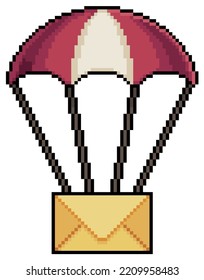 
Pixel Art Letter On Parachute Vector Icon For 8bit Game On White Background