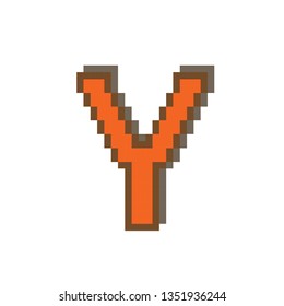 Pixel art, letter y, on a white background