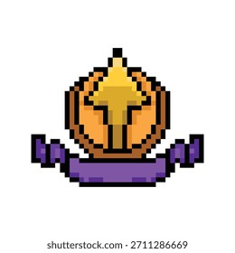 Pixel art level up award badge game asset graphic