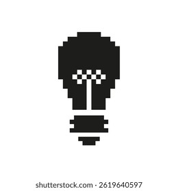 Pixel Art Light Bulb Icon. Innovation, Creativity, And New Ideas Symbol. Retro 8-Bit Style Design. Isolated Vector Illustration.