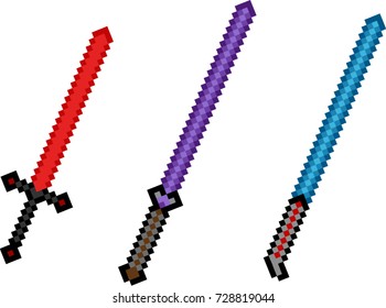 Pixel art Light swords hero, devil sword for game isolated