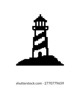 Pixel art lighthouse beacon icon