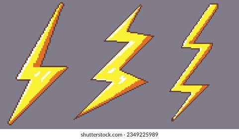 Pixel art of lighting thunder shockwave, yellow lighting shockwave thunder with pixel art style, For Pixel assets. 8bit thunders