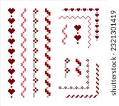 Pixel art line corner, Pattern Cross Stitch corner