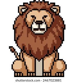 pixel art of lion sit front isolated background