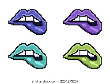 	
ilustraciones vectoriales de labios de píxeles