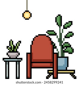 pixel art of living room chair isolated background