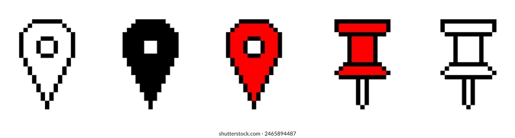 pixel art location point, map pin, for navigate or direction icon symbol ui and ux design, glyphs and stroke line icon