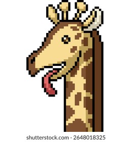 pixel art of long neck giraffe tongue isolated background