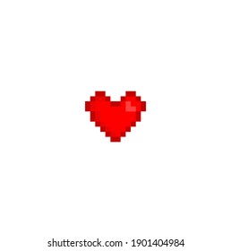 Diseño de íconos de amor de arte de píxeles. El corazón rojo en el diseño de arte de píxeles. Diseño de 8 bits y 16 bits. Diseño de iconos de amor. Día de San Valentín. Ilustración vectorial.