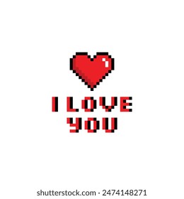 Pixel art i love you. I heart you. pixel heart icon happy valentine's day 8 bit logo