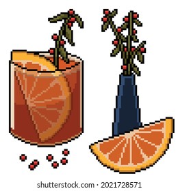 pixel art of luxury drink set