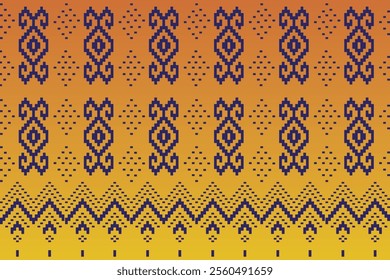 Pixel art made of brightly colored squares used in textiles