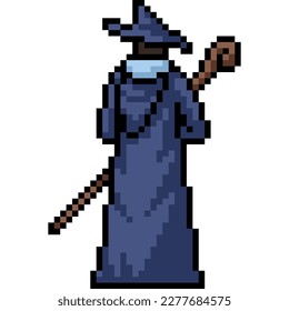 pixel art of mage wizard back