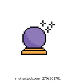  pixel art magic ball 8 bit vector icon for computer game logo