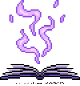pixel art of magic book open isolated background
