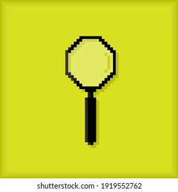 Pixel Art Magnifying Glass. Spy and Spying. Digital Audit and Forensics. Search and Investigate.  8bit - Vector