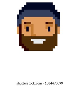 Pixel Art Male Beard Cartoon