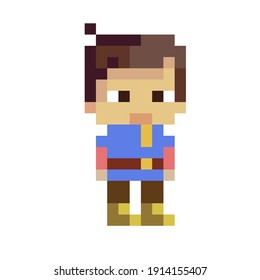 Pixel art Male character. 8 bit. Video games isolated. Pixel game character