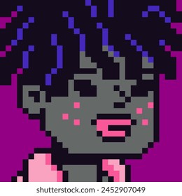Pixel art male character 8-bit,  man, 80-s, avatar, guy face, cartoon vector icon, game user, web profile persons, people, social net portrait,  minimalistic style. Non-fungible token.