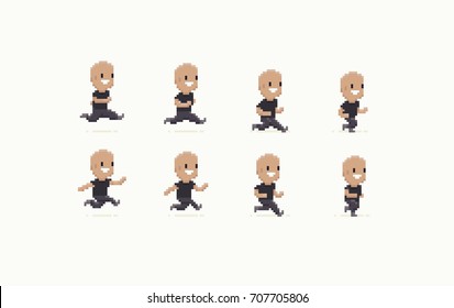 Pixel art male character run animation frames