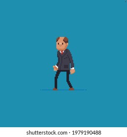 Pixel art male sanior character in office suit