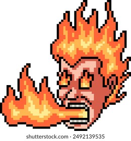 pixel art of man angry fire isolated background