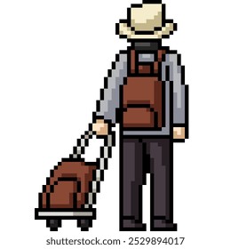 Pixel-Kunst von Mann Rucksack Reise einzeln Hintergrund