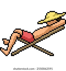 pixel art of man beach nap isolated background