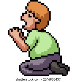 pixel art of man beg pray