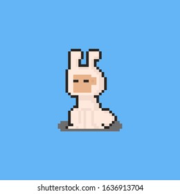 Pixel art man cosplay as a rabbit character.