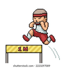 pixel art of man run jump