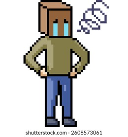 pixel art of man shame bucket isolated background