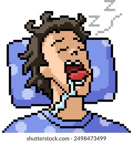 pixel art of man sleep ugly isolated background