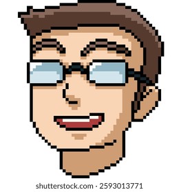 pixel art of man smile face isolated background - Powered by Shutterstock - Get 15% off with code: PIKWIZARD15