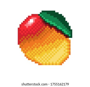 pixel art mango icon on a white background.  vector illustration