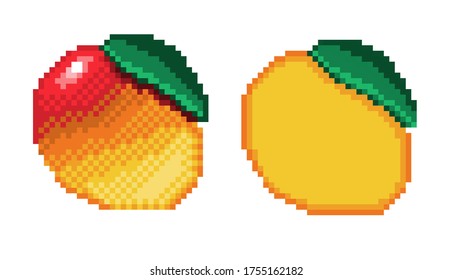 pixel art mango icon on a white background.  vector illustration