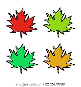 Pixel art maple leaf illustration design