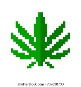 Pixel art marijuana cannabis leaf cartoon retro game style