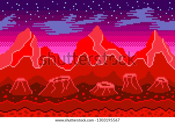 Pixel Art Mars Seamless Background Detailed Stock Vector (Royalty Free ...