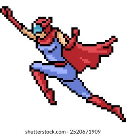 Pixel arte de la mujer de superhéroe enmascarada aislado fondo