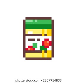 Pixel Art Mayonnaise Jar. Retro 8 bit Style Classic Jar of Mayo Illustration. Ideal for Sticker, Retro Decorative Element, Game Asset, Emoji, Patch or Cute Geek Avatar.	