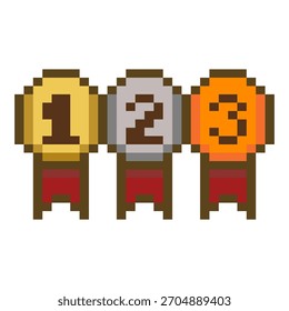 Pixel Art Medaillen, die Ränge darstellen