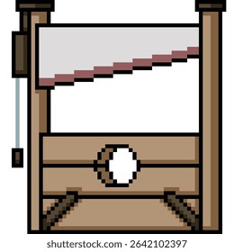 pixel art of medieval guillotine execution blade isolated background
