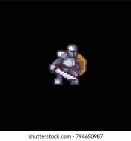 Pixel Art Of A Medieval Knight.