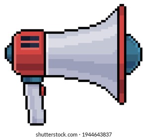 Icono de megáfono de arte para juego de 8 bits en fondo blanco
