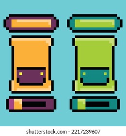 Pixel art. Menu game set ui